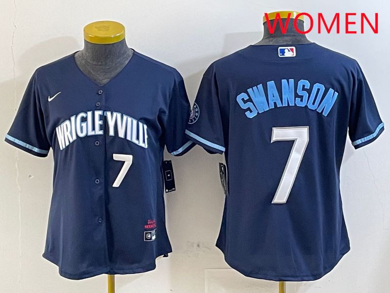 Women Chicago Cubs #7 Swanson Blue City Edition Game 2025 Nike MLB Jersey style 6